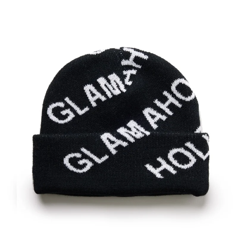 GLAM-AHOLIC LIFESTYLE BLACK x WHITE BEANIE