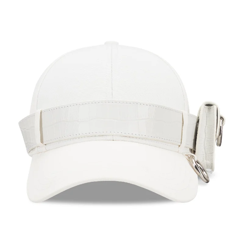 Mini Leather Bag Cap - White