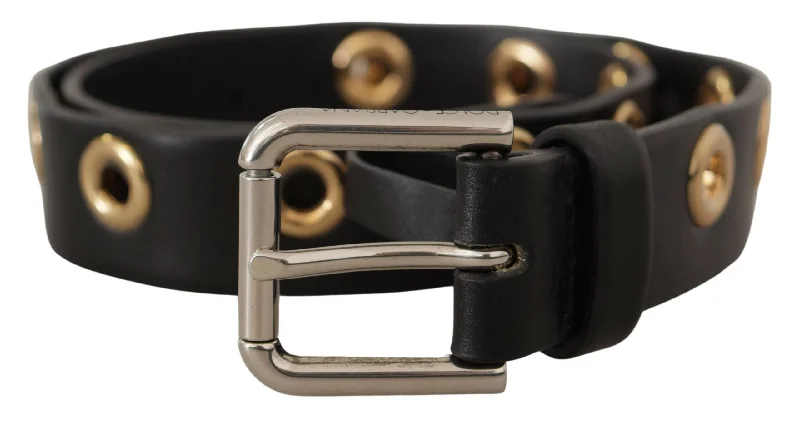 Dolce & Gabbana Chic  Leather Belt with Engraved Women's Buckle