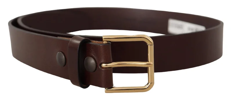 Dolce & Gabbana Elegant  Leather Belt with Metal Men's Buckle