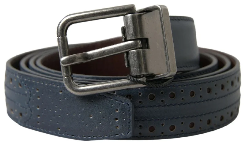 Dolce & Gabbana Elegant  Leather Belt with Metal Men's Buckle