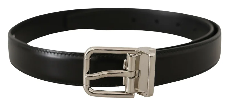 Dolce & Gabbana Sleek  Leather Belt with Metal Men's Buckle