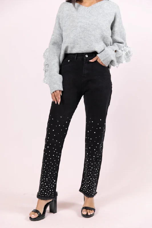 LaDonna Black Rhinestone Detail Jeans