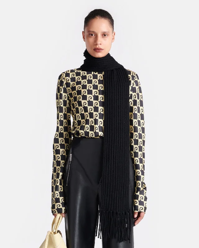 Mikela - Printed Silk-Twill Turtleneck Top - Diamond Check