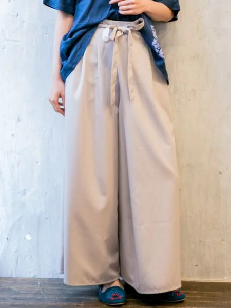 KIMONO Wide Pants - Back Pockets for Hip-up Effect