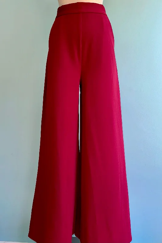 Burgundy Palazzo Pants by Katakomb