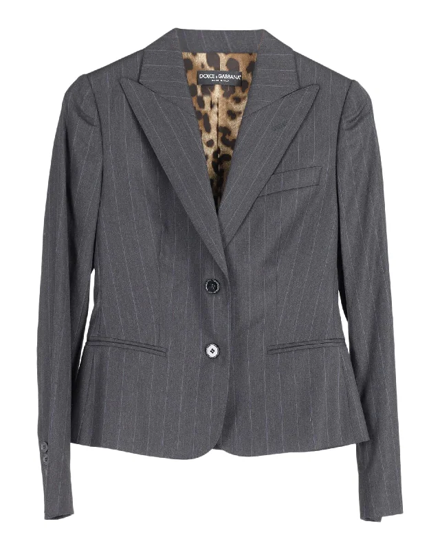 Dolce & Gabbana Single Breasted Blazer in Dark Grey Wool