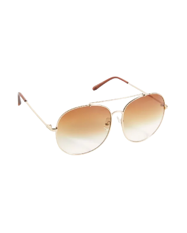 FREE PEOPLE Gold Sundown Oversized Aviator Sunglasses