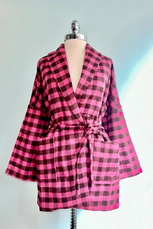 Pink Checkered Wrap Coat by Compania Fantastica