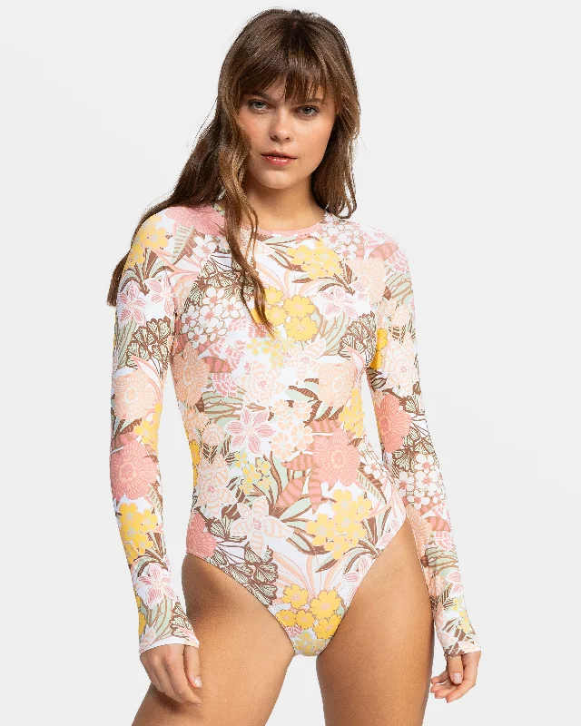 Playa Paradise Long Sleeve Rashguard Onesie - White Viva La Vida