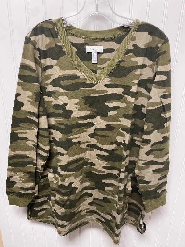 Top Long Sleeve Basic By Denim And Co Qvc In Camouflage Print, Size: M