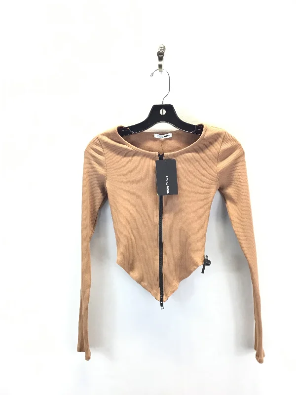 Top Long Sleeve By Fashion Nova In Black Tan, Size: S