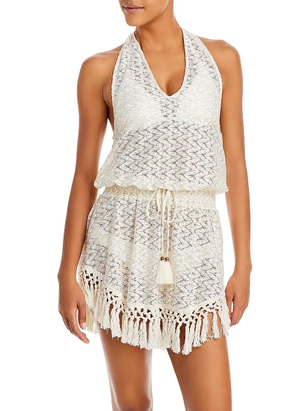 Womens Lace Metallic Cover-Up