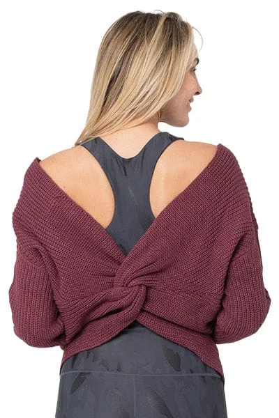 Knot Back Chunky Sweater, Cherry Stone (Whisper)